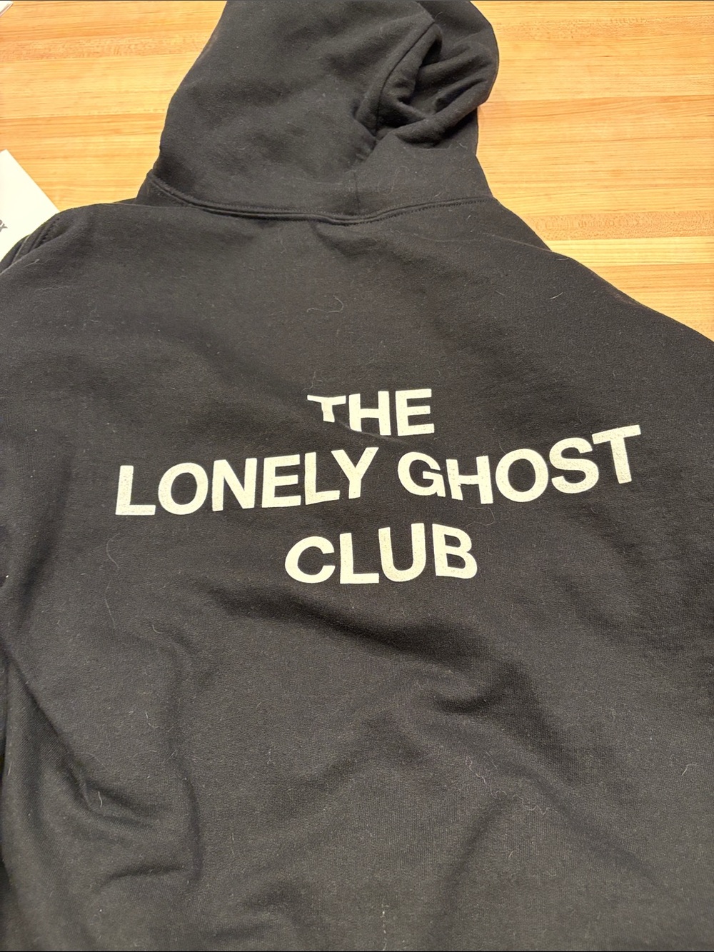 LONELY GHOST Black Hoodie with Small White Ghost Logo